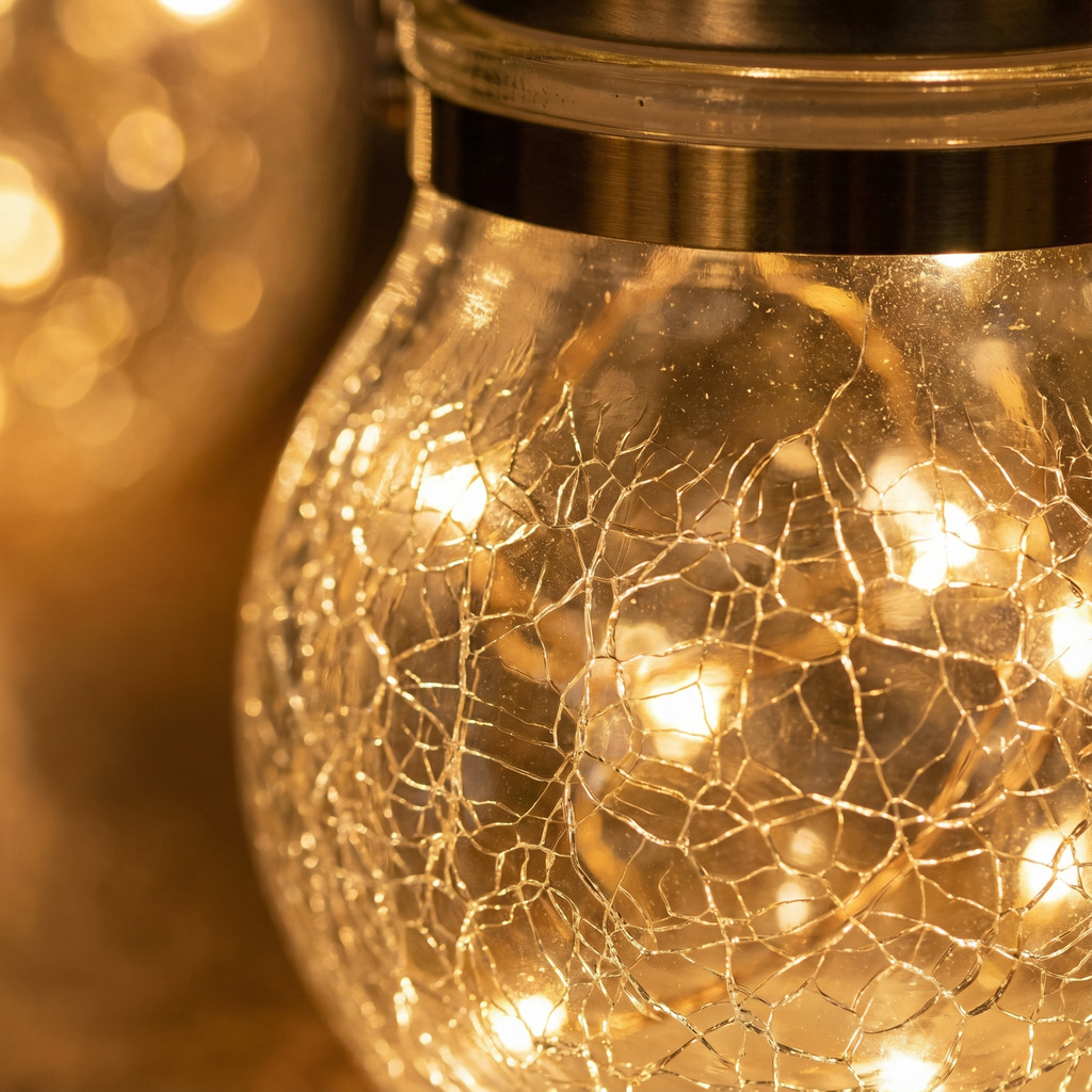 Solar Crackle Glass Jar Lantern Lights – Outdoor Decorative Lighting
