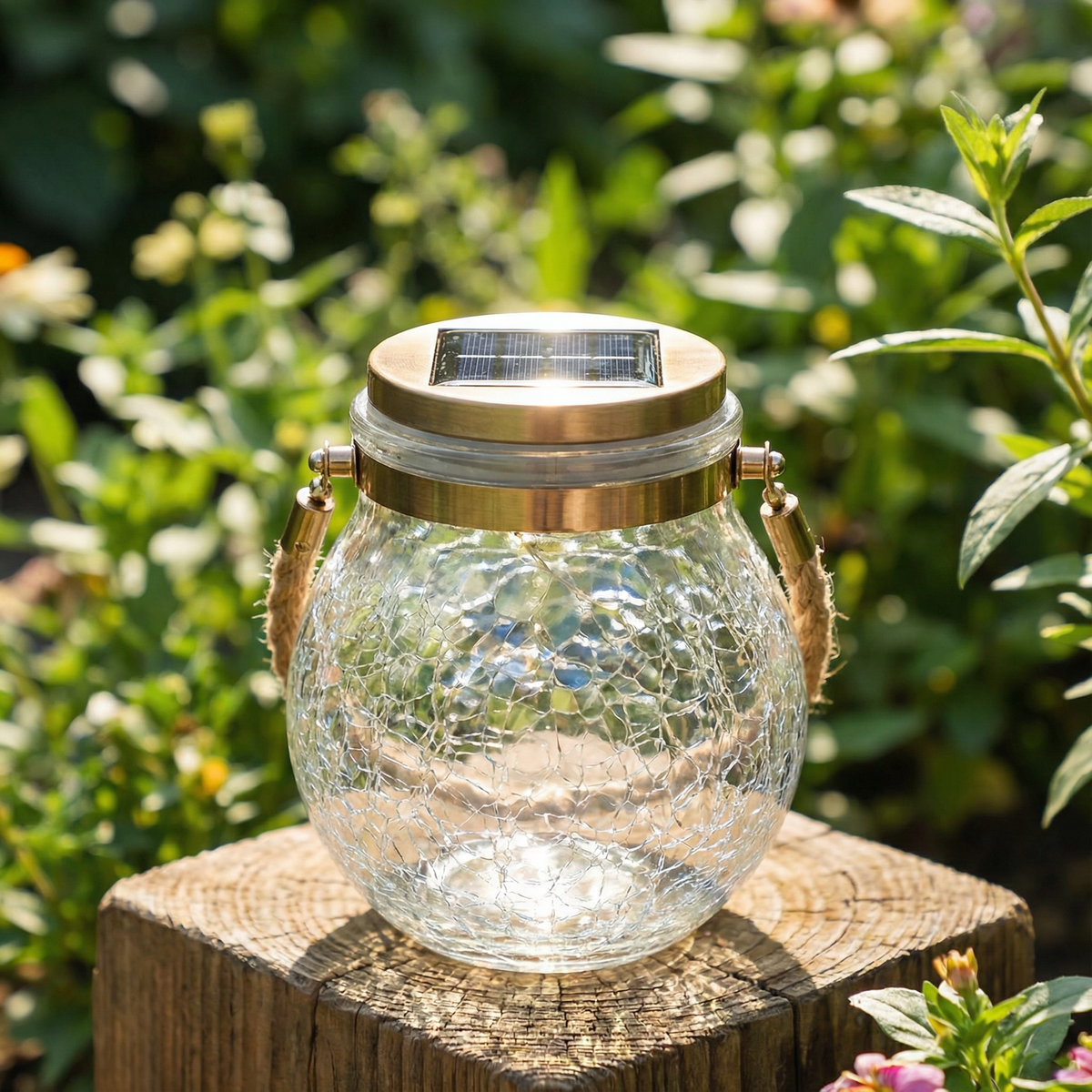 Solar Crackle Glass Jar Lantern Lights – Outdoor Decorative Lighting