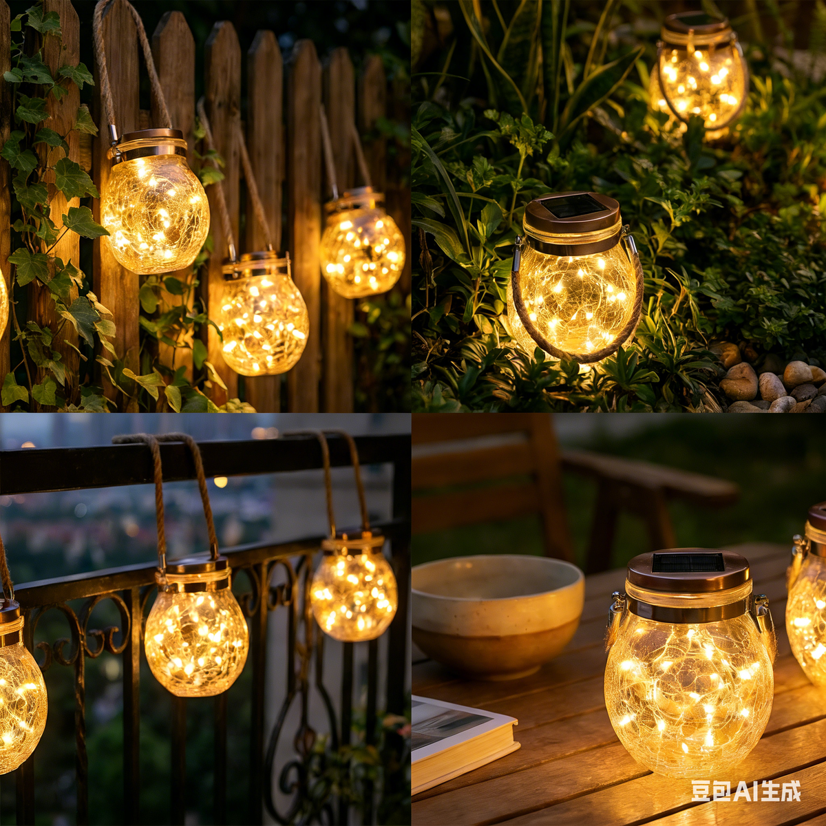 Solar Crackle Glass Jar Lantern Lights – Outdoor Decorative Lighting